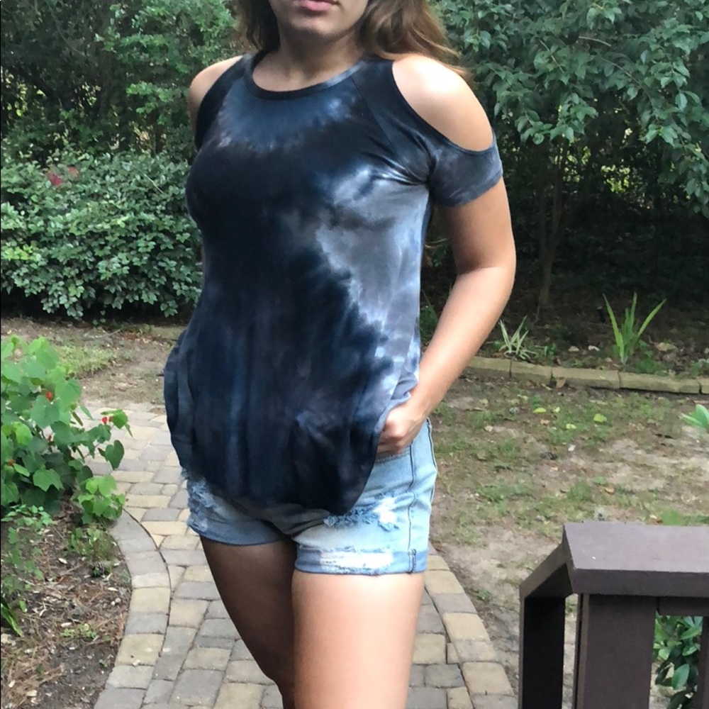 Tie-Dye Cold Shoulder Top